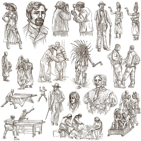 Ręcznie rysowane, rysowanie odręczne, kolekcja - ludzie — Zdjęcie stockowe