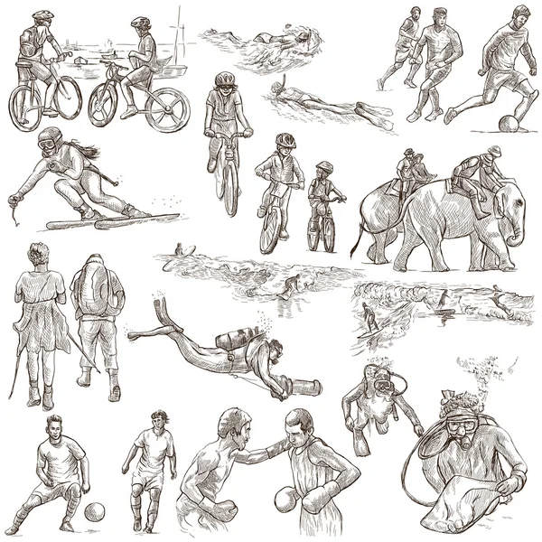 Ręcznie rysowane, rysowanie odręczne, kolekcja - Sport — Zdjęcie stockowe