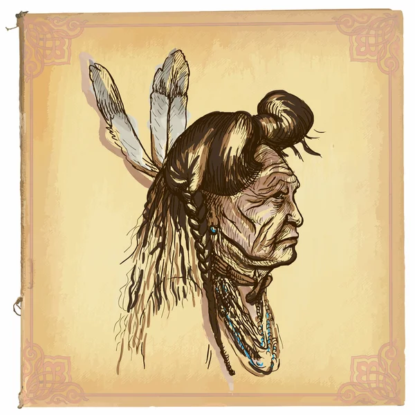 Native American, indiska - en hand dras vektor skiss, freehand — Stock vektor