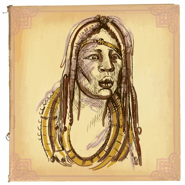 Afryki - szkic wektor rysowane ręcznie, linia odręczna, kolorowe ar — Wektor stockowy