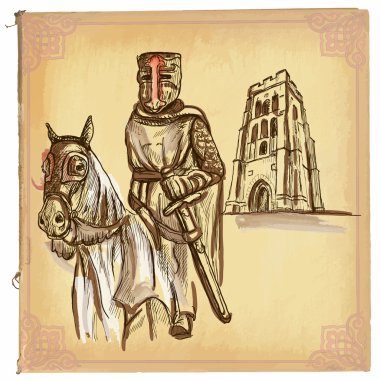 Hat sanatı - Knight renkli bir el çizilmiş vektör