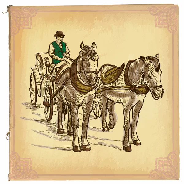 An hand drawn vector, colored line art - Horses — Stock Illustration An hand drawn vector, colored line art - Horses Stock Illustration