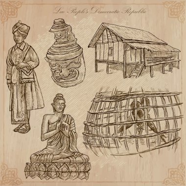 Laos. Pictures of Life. Vector pack.