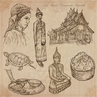 Laos. Pictures of Life. Vector pack.