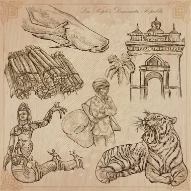 Laos. Pictures of Life. Vector pack.