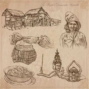 Laos. Pictures of Life. Vector pack.