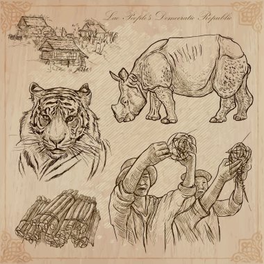 Laos. Pictures of Life. Vector pack.