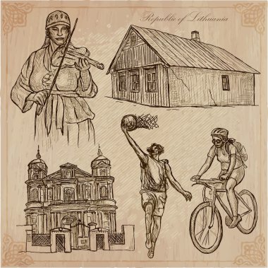 Litvanya. Hayat resimleri. Vektör paketi.