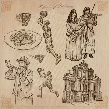 Litvanya. Hayat resimleri. Vektör paketi.