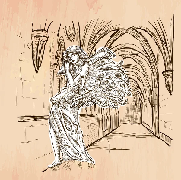 Ангел - Вектор, нарисованный вручную — стоковый вектор