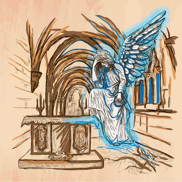 Angel - Un vector desenat manual — Vector de stoc