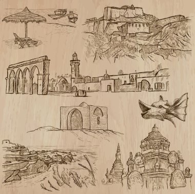 Mimari ve ünlü yerler. Vektör paketi.