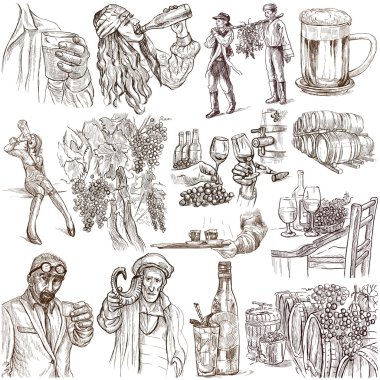 Alcohol.Freehands, elle çizilmiş koleksiyonu. Hat sanatı.