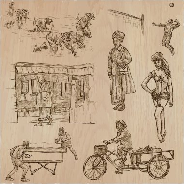 insanların - bir elle çizilmiş vektör set.