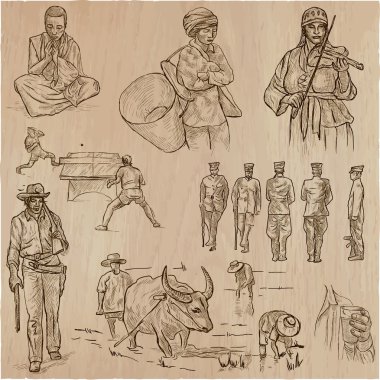 insanların - bir elle çizilmiş vektör set.