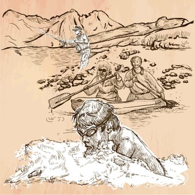 Elle çizilmiş vektör resmi. Çizgi resmi illüstrasyon.