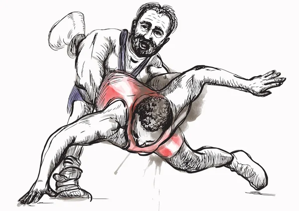 Greco-Roman Wrestling. Una ilustración vectorial dibujada a mano . — Vector de stock