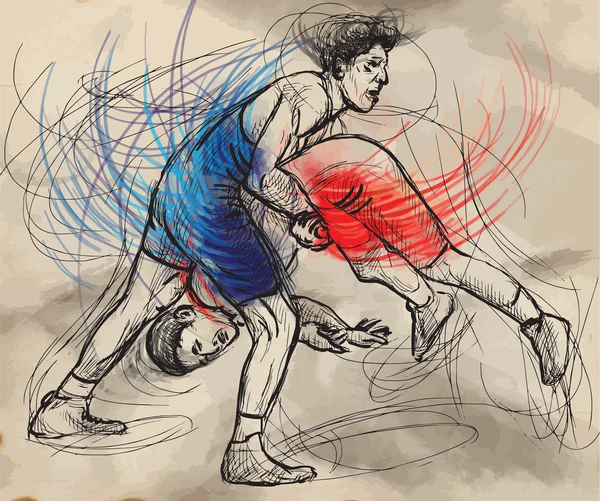Greco-Roman Wrestling. Una ilustración vectorial dibujada a mano . — Archivo Imágenes Vectoriales