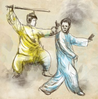 Taiji (tai chi). örnek bir tam ölçekli el çekilmiş