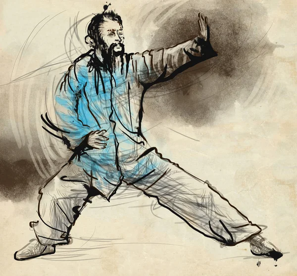 Taiji (tai chi). en full sized hand dras illustration — Stockfoto