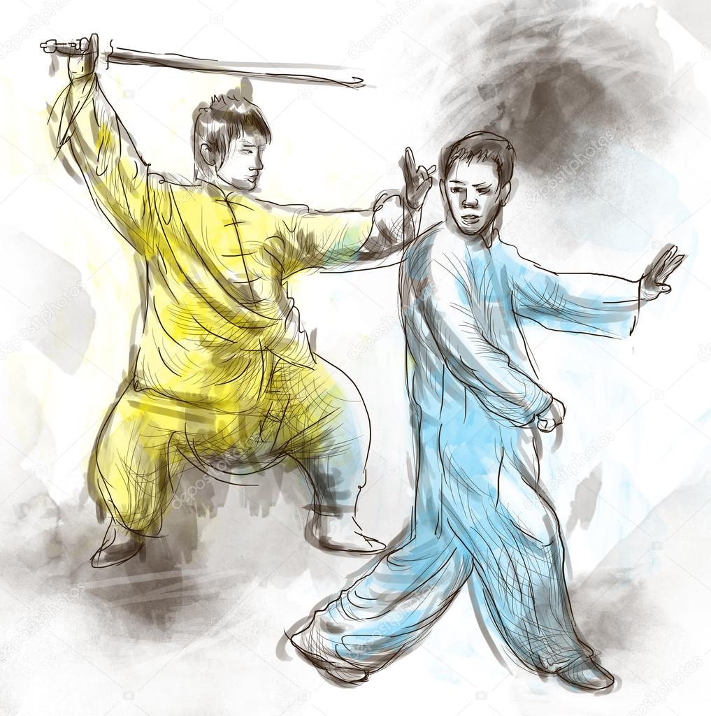 Taiji (Tai Chi). An full sized hand drawn illustration