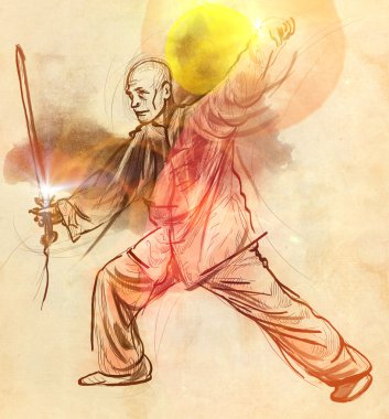 Taiji (tai chi). örnek bir tam ölçekli el çekilmiş