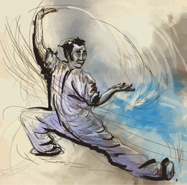 Taiji (Tai Chi). An hand drawn illustration converted into vector clipart