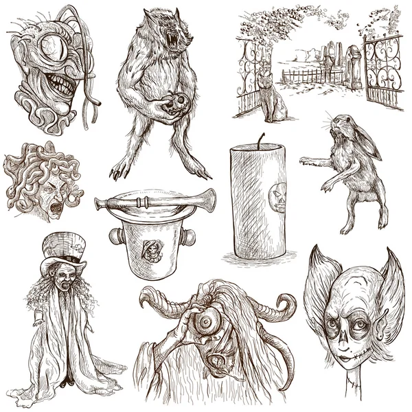 Halloween, Monsters, Magic - An hand drawn collection — Stock Photo, Image