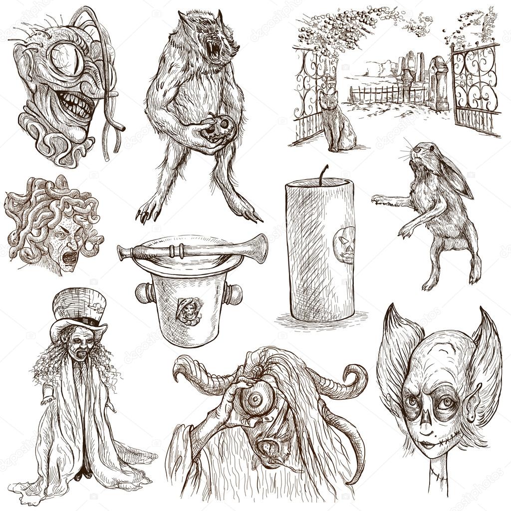 Halloween, Monsters, Magic - An hand drawn collection