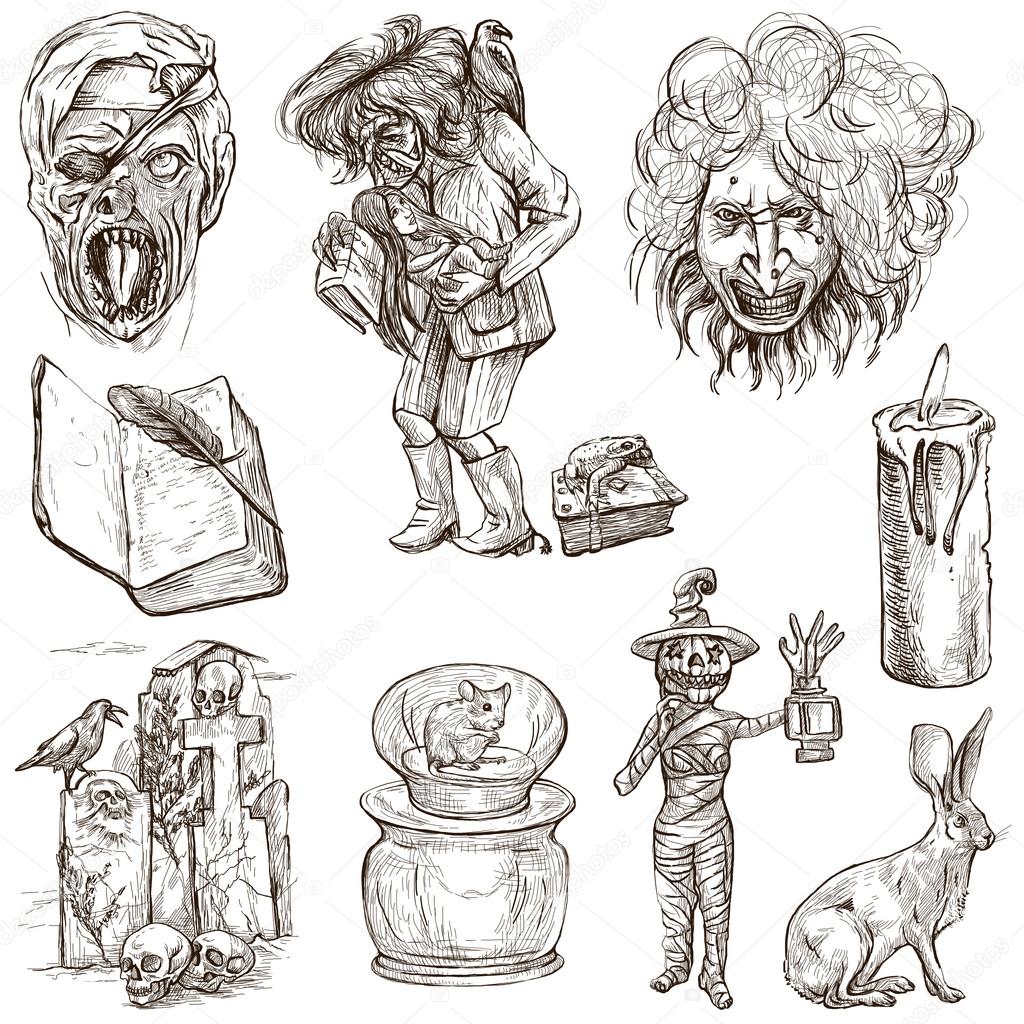 Halloween, Monsters, Magic - An hand drawn collection