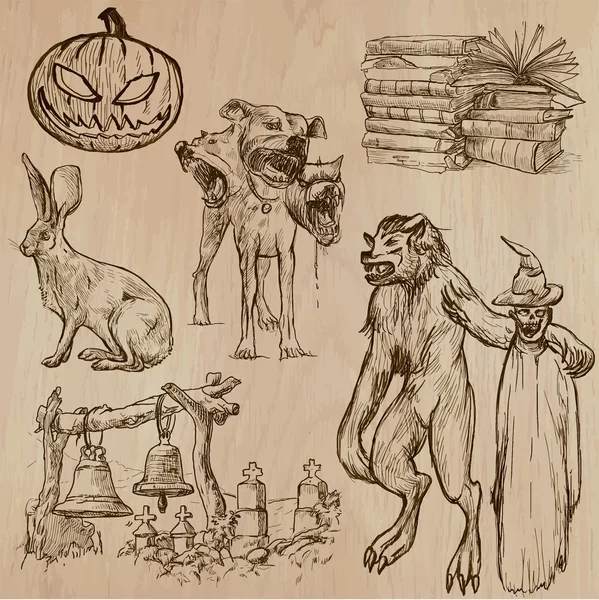 Halloween, Monstros, Magia - Coleção de vetores — Vetor de Stock