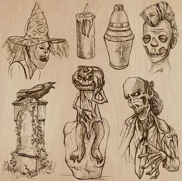 Halloween, monstruos, magia - Colección vectorial — Archivo Imágenes Vectoriales