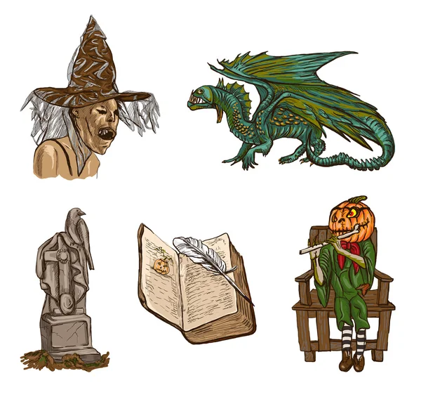 Halloween avatars - an hand drawn pack — Stock Photo, Image