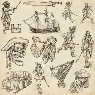 pirates - an hand drawn collection clipart