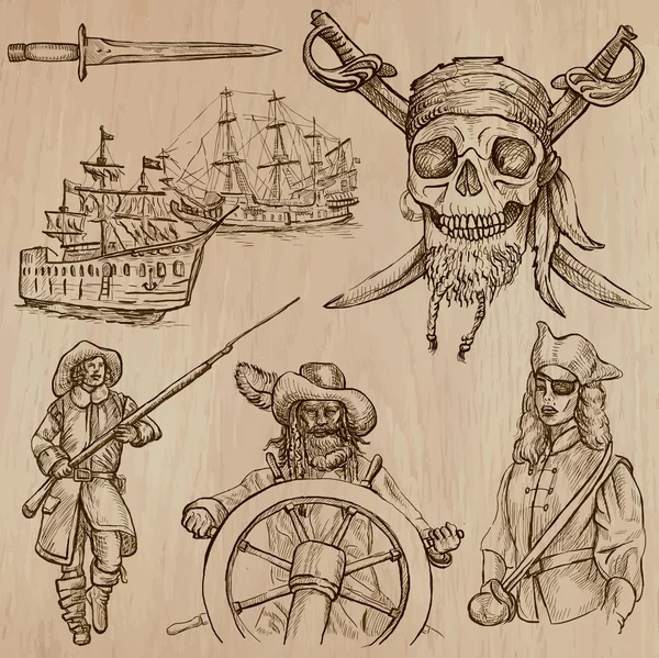 Pirates (no 5) - un paquet vectoriel dessiné à la main — Image vectorielle