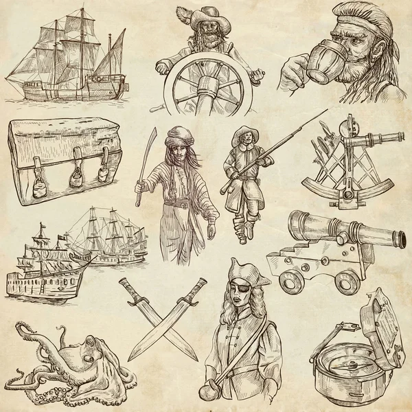 Pirates - old paper set no.3 — Stock Photo, Image