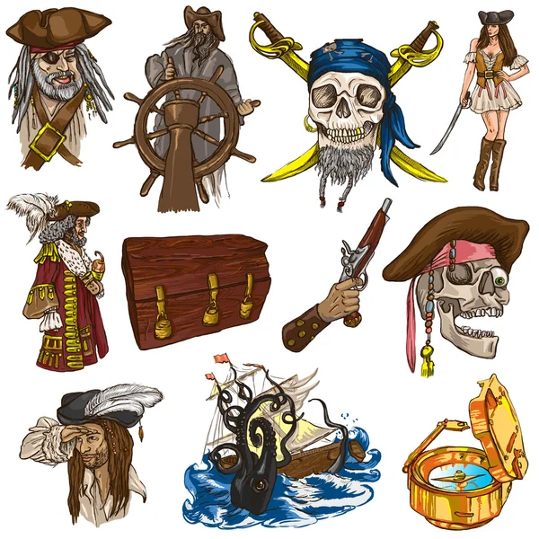 Piratas - ilustraciones dibujadas a mano a todo color n.º 1 — Foto de Stock