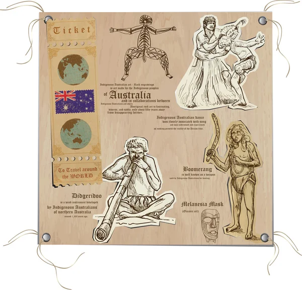 Australia - Imagini ale vieții, aborigeni — Vector de stoc