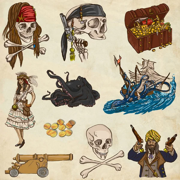 Pirates - illustrations colorées dessinées à la main no.2 — Photo