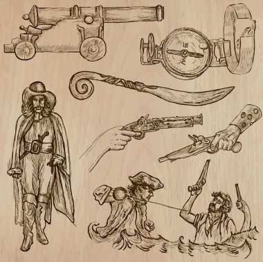 Korsanlar - bir el çizilmiş vektör paketi no.11