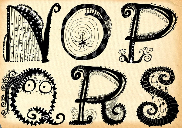 Curly playful alphabet - N to S — Stock Photo, Image