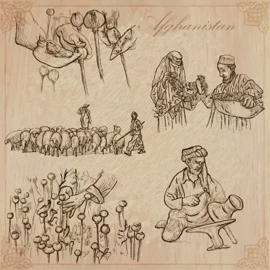 Afganistan. Vektör paketi no.6 el çekilmiş
