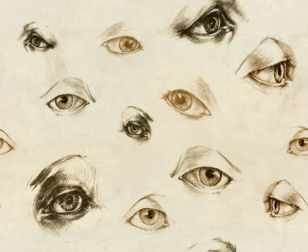 人类的眼睛，无缝钢管的插图。手绘. — 图库照片