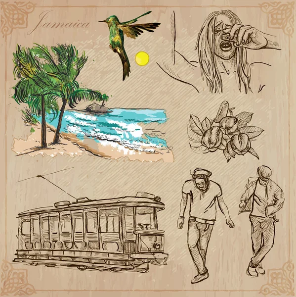 Jamaica Travel - Un pack vectoriel dessiné à la main — Image vectorielle