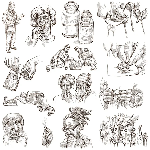 Drugs - full sized hand drawn illustrations — Stock Photo, Image