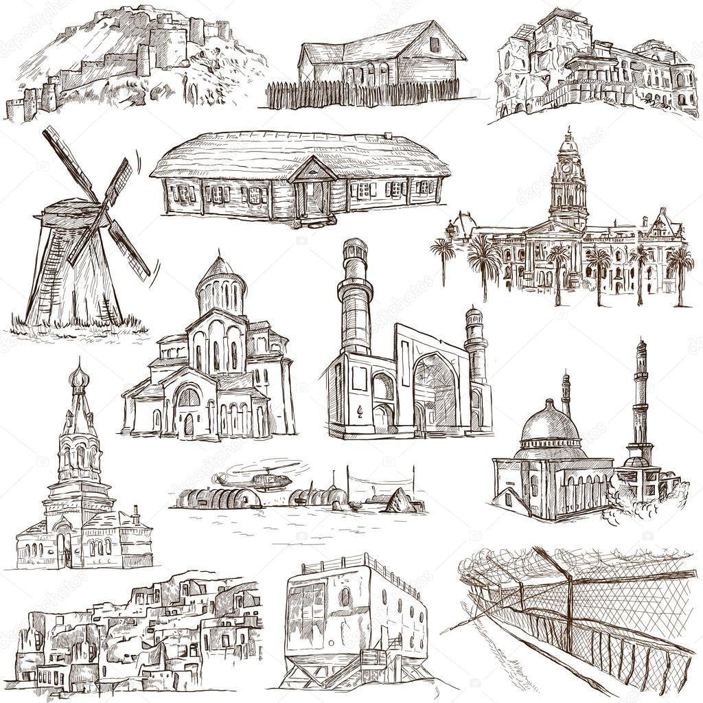 Architecture, Famous places - Full sized illustrations