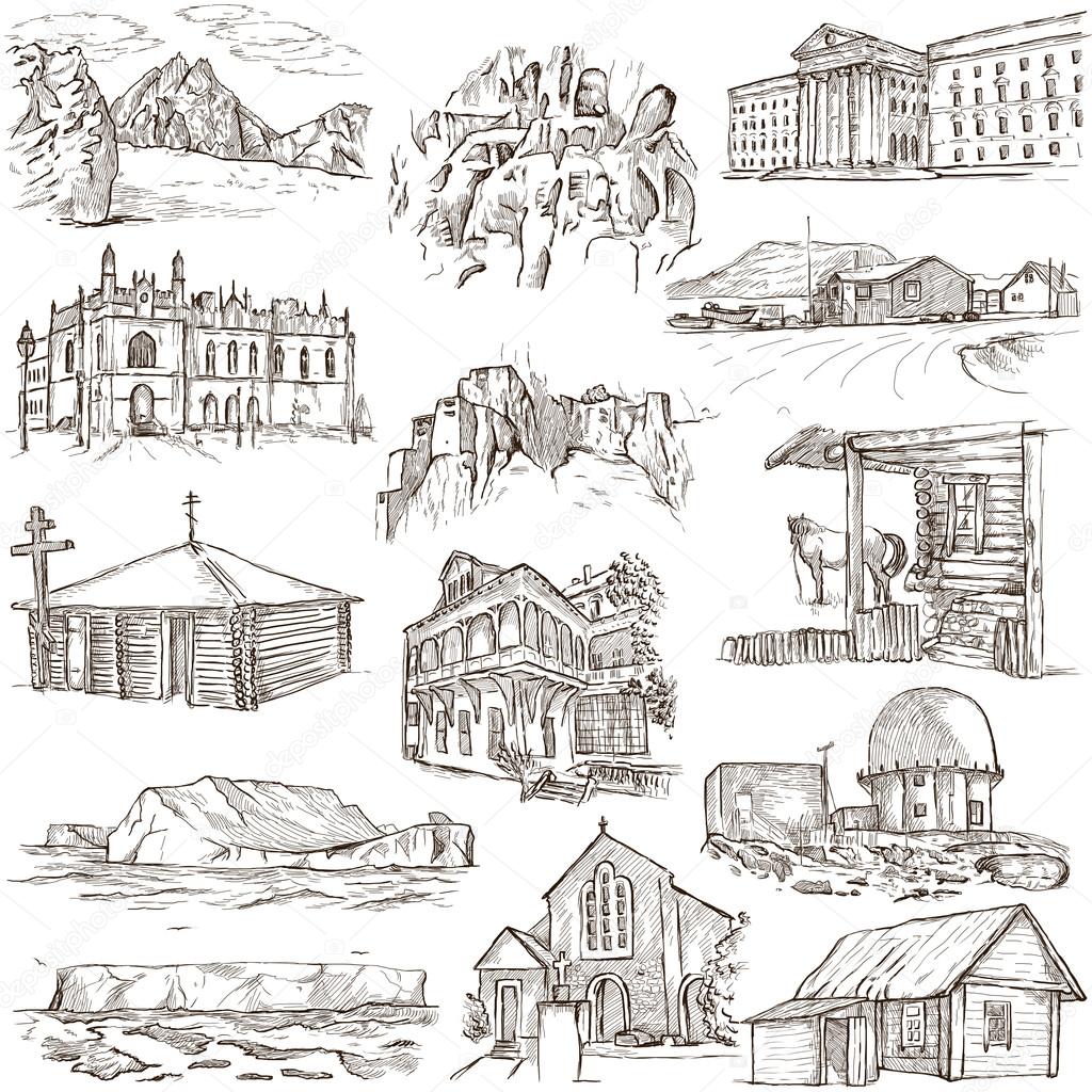 Architecture, Famous places - Full sized illustrations