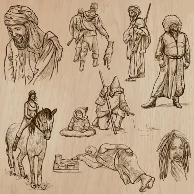 Yerliler - elle çizilmiş vektörel çizimler