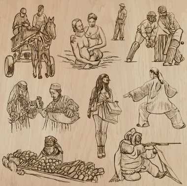Yerliler - elle çizilmiş vektörel çizimler