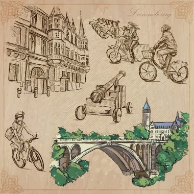 Luxembourg Travel - Hand drawn vector pack clipart
